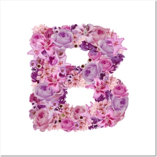 Pink Floral Letter B Posters and Art